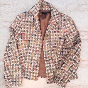 Lafayette 148 // multi colored tweed plaid blazer jacket size 4 wk1